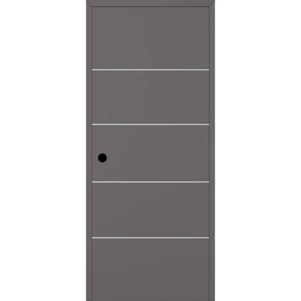 Optima 4H DIY-Friendly 18 in. x 96 in. Right Hand Gray Matte Solid Composite Core Wood Single Prehung Interior Door