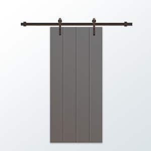 30 in. x 84 in. Light Gray Stained Composite MDF Paneled Interior Sliding Barn Door with Hardware Kit