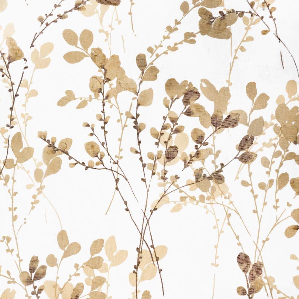 Hazelnut Floral Sheer Polyester Back Tab Curtain Panel, 52" x 63"
