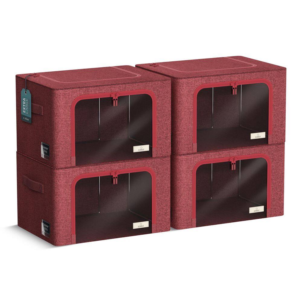 Jumbo Storage Bins, Organizers with Frame, Handles, and Window, Pink 24 in.