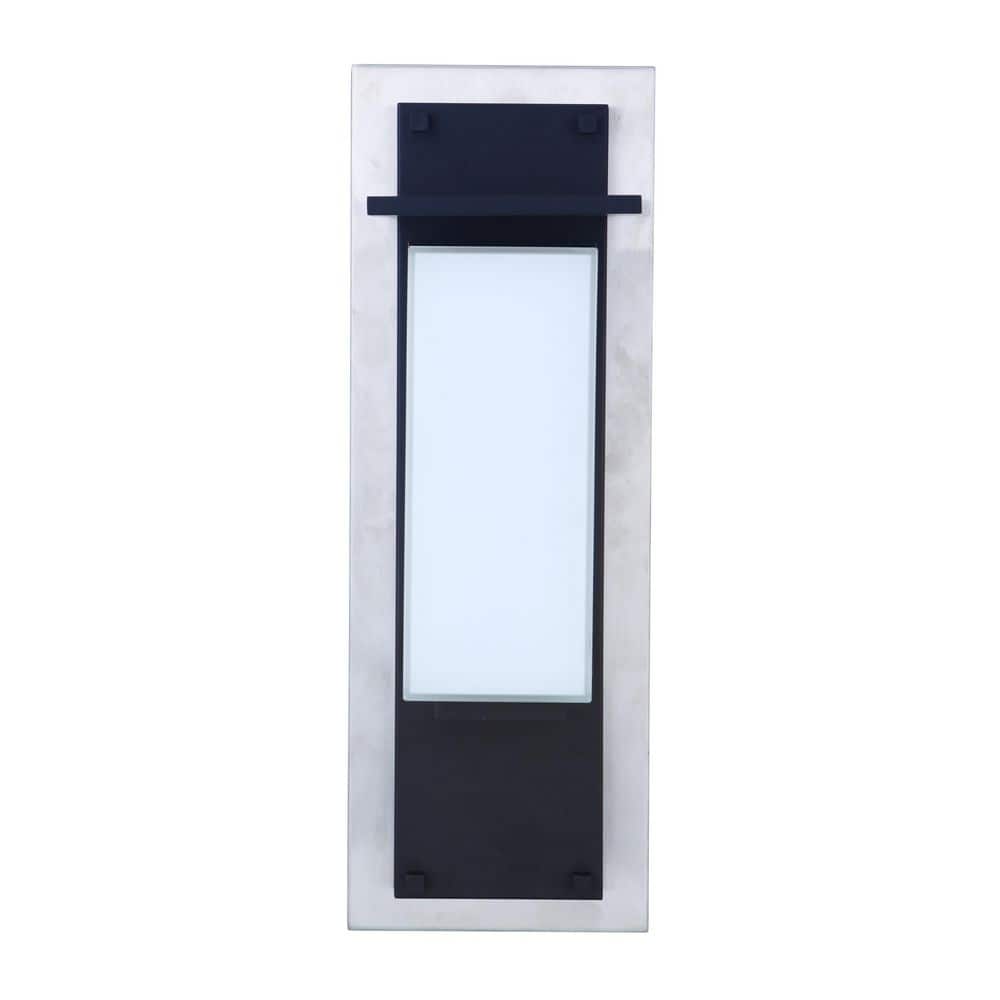Heights 24 in. Silver / Black Finish Outdoor Hardwired Integrated LED Wall Lantern Sconce w/ Frost Glass price history on PriceWatchPro