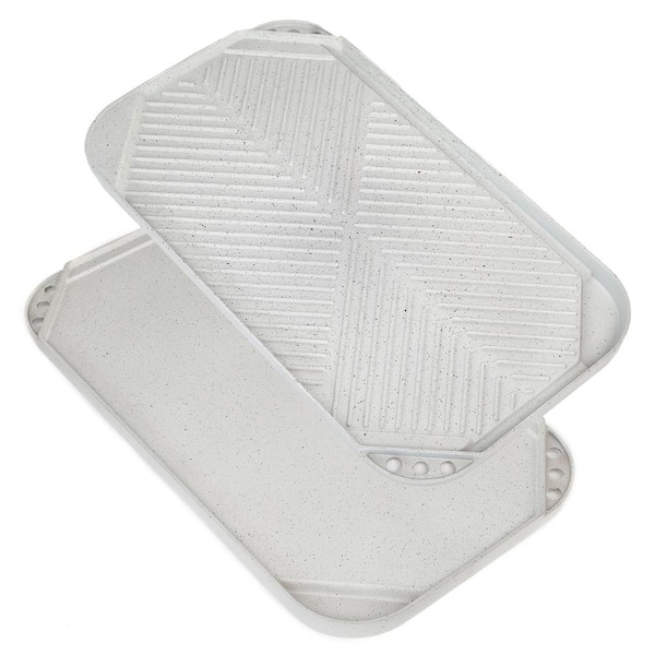 Ecolution 19.5 in. x 11 in. Cream Double Burner Cast Aluminum Reversible Grill Griddle/Skillet Pan with Nonstick
