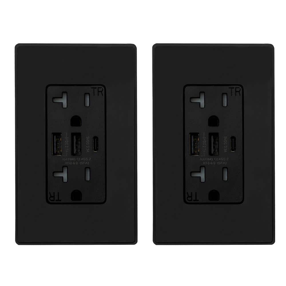 OUTLET【黒 ブラック 140㎝×30本】 ELEGRP 30-Watt 3-Port Type C & Dual Type A USB Duplex Outlet Smart