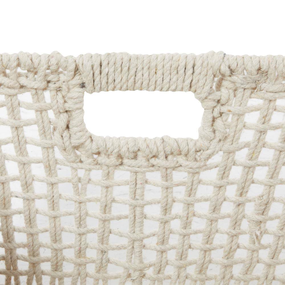 Handmade Cotton Rectangular Storage Baskets with Handles, Set of 2