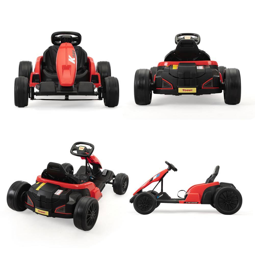 Red 24V Electric Go-Kart with Helmet and Pads Set
