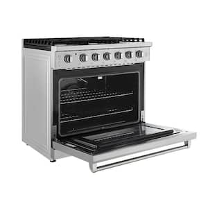 36 in. 6 cu. ft. Single Oven Freestanding Gas Range with 6 Burners in Stainless Steel with Storage Drawer