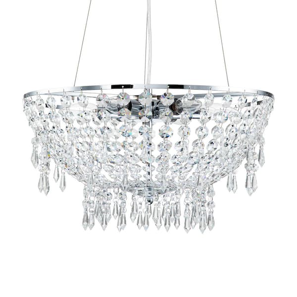 EDISLIVE Perley 6-Light Polished Chrome Glam Chandelier with Hanging Crystals