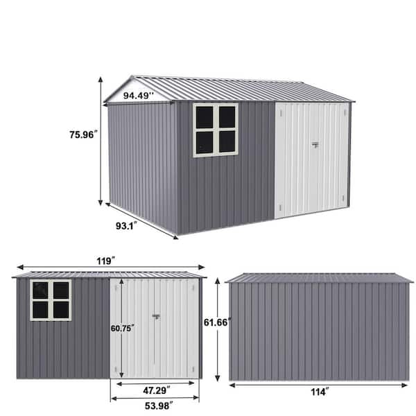 ★MM23　85cm 740g★ Sizzim 10 ft. W x 8 ft. D Metal Storage Shed with Lockable