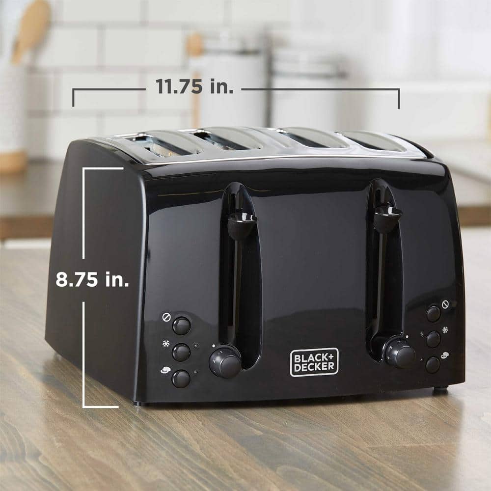 BLACK+DECKER BLACK+DECKER 4-Slice Toaster, TR1410BD, Extra-Wide, 7 Shade Settings, Crumb Trays, Gloss Black