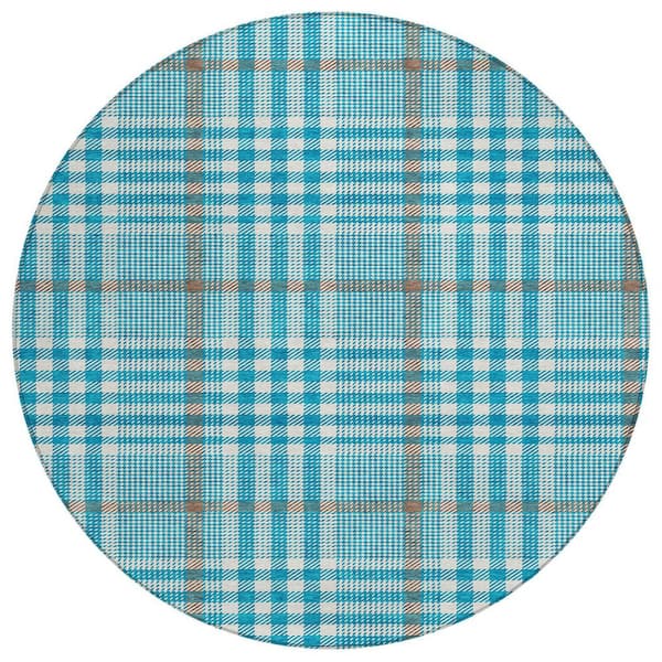 Addison Rugs Chantille Machine Washable Indoor/Outdoor Abstract ACN1054 Teal 8 ft. x 8 ft. Area Rug