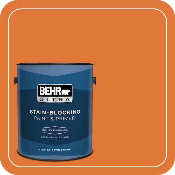 BEHR ULTRA 1 gal. #240B-7 Carrot Stick Extra Durable Satin Enamel Interior Paint & Primer