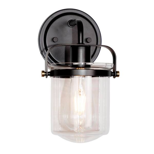 Designers Fountain - Jaxon 6 in. 1-Light Oil Rubbed Bronze Industrial Wall Sconce with Clear Glass Shade