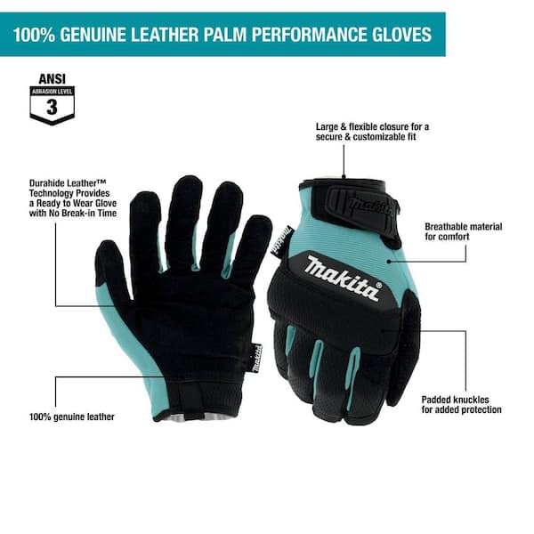 100% Genuine Leather-Palm Performance Outdoor & Work Gloves (X-Large) (3-Pairs)