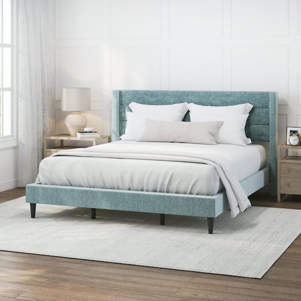 Hillsdale Demore Blue King Upholstered Bed with Horizontal