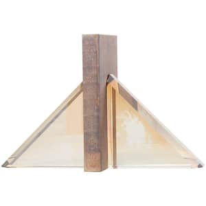 Gold Crystal Pyramid Shaped Geometric Bookends (Set of 2)