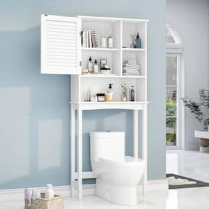 27.6 in. W x 7.7 in. D x 63.8 in. H White Linen Cabinet with Adjustable Shelves