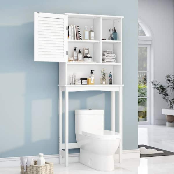 Unbranded 27.6 in. W x 7.7 in. D x 63.8 in. H White Linen Cabinet with Adjustable Shelves
