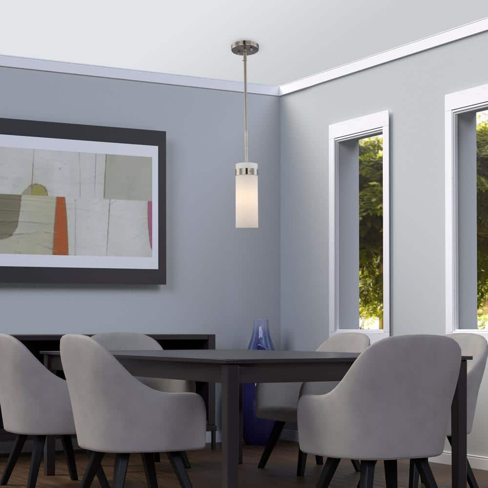 Brushed Nickel Frosted Glass Mini Pendant Light