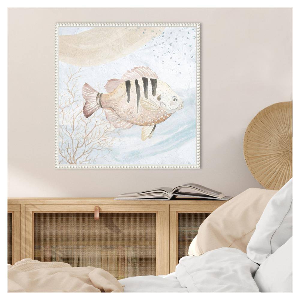 Ocean Oasis Waves Tropical Fish II White Canvas Wall Art
