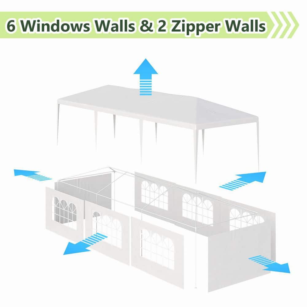 White 10 ft x 30 ft Outdoor Canopy Tent with Removable Sidewalls
