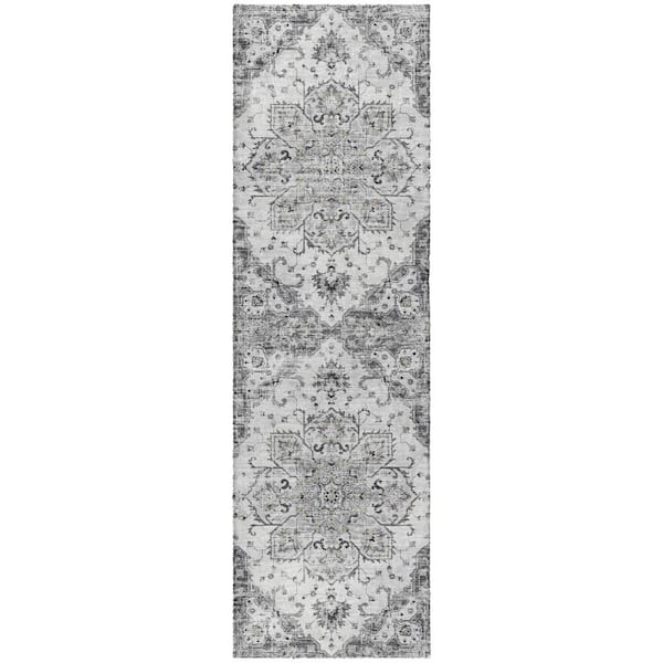 Dream Shag Premium Machine Washable Abstract ADS93 Fog 2 ft. x 7 ft. Runner Rug