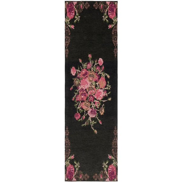 SAFAVIEH Classic Vintage Black/Red 2 ft. x 6 ft. Floral Geometric Runner Rug
