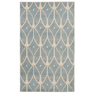 Kobe Henley Bone and Blue 4 ft. 3 in. x 7 ft. 3 in. Area rug