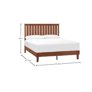 Gatestone Queen Walnut Brown Wood Platform Bed with Vertical Slats (61 in. W x 48 in. H)