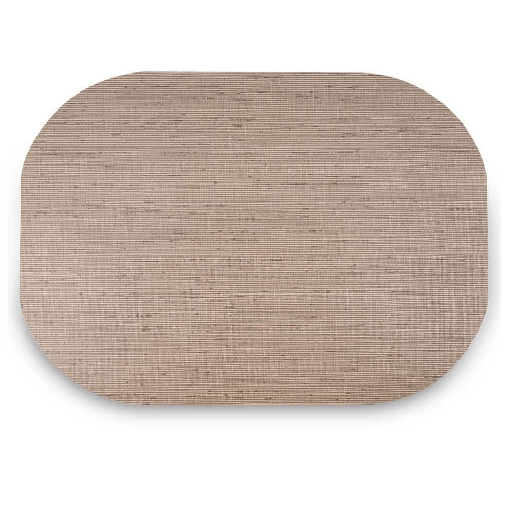 Easy Care Burlap/Oval 17 in. x 12 in. Camel Vinyl Placemats (Set of 6)