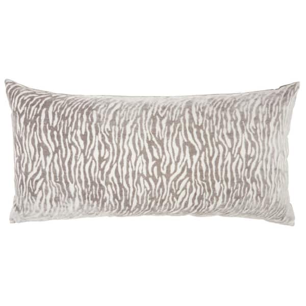Mina Victory Luminescence Light Gray 12 in. x 24 in. Rectangle Throw Pillow