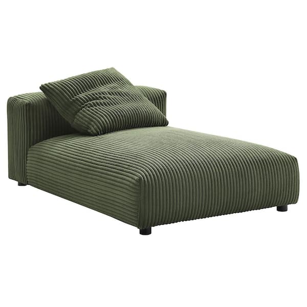 Solace Modular Corduroy Upholstered Armless Chaise Lounge in Fern