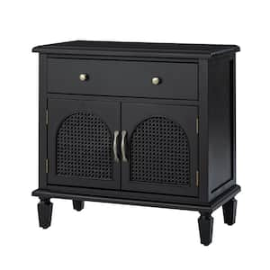 Günther Black Traditional 27 in. Tall Nightstand with Built-in Power Outlet