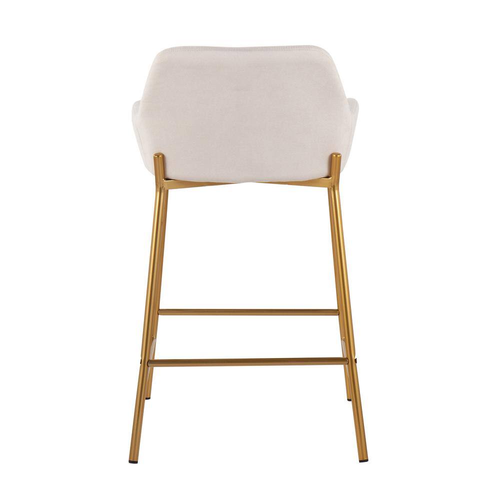 Elegant Daniella Cream Fabric Counter Stool with Gold Metal Frame