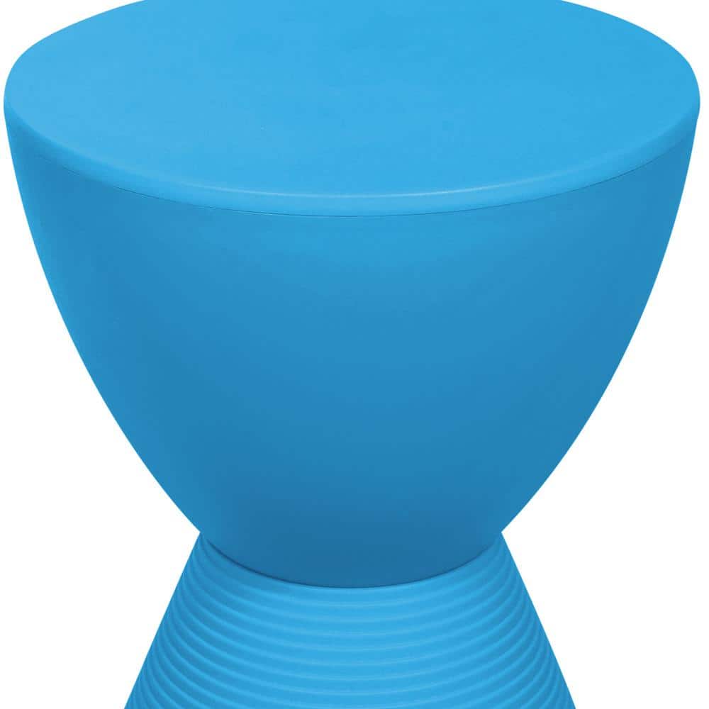 Modern Boyd 12" Round Blue Metal Accent Side Table