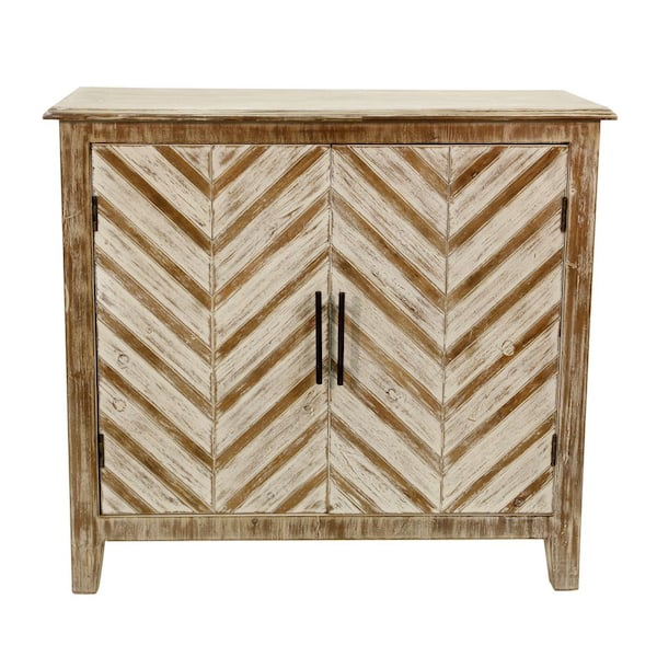 Decor Therapy Isla 15 in. Antique Bronze/White Wash Standard Rectangle Wood Console Table with Storage