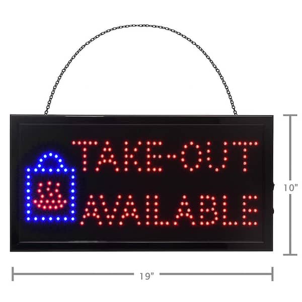 Alpine Industries 19 in. W x 10 in. H LED Rectangular Take-Out Available  Sign with Display Modes (2-Pack) 497-15-2pk The Home Depot