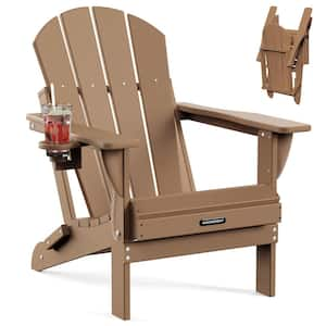 Teak Folding HDPE Adirondack Chairs, Sturdy Outside Chairs, Lawn Chairs