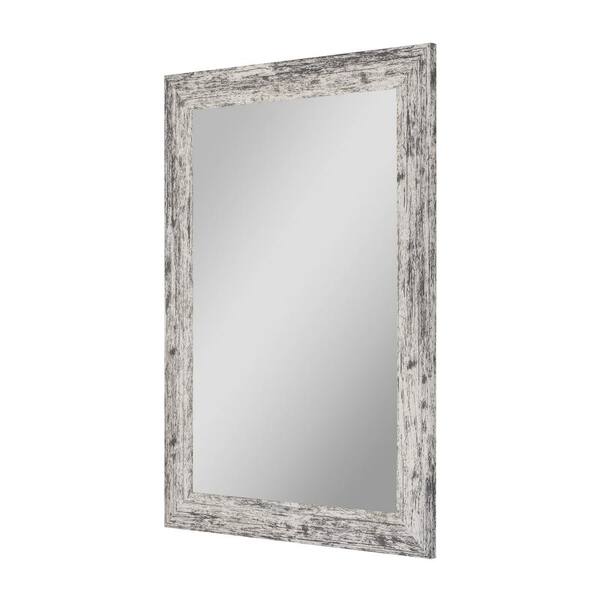 Hitchcock Butterfield Farmhouse 29.5 in. x 41.5 in. Rustic Rectangle Framed White Decorative Mirror