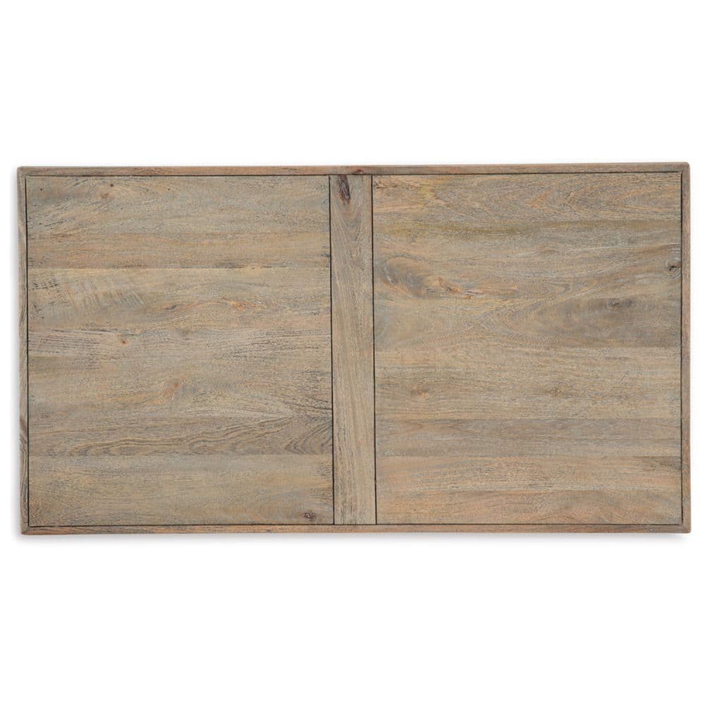 Transitional Rectangular Wood and Metal Coffee Table, Black/Brown