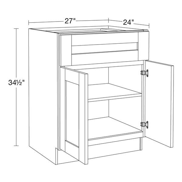 Contractor Express Cabinets Arlington Vessel Blue Plywood Shaker Stock Assembled Base Kitchen Cabinet Soft Close 27 in W x 24 in D x 34.5 in H