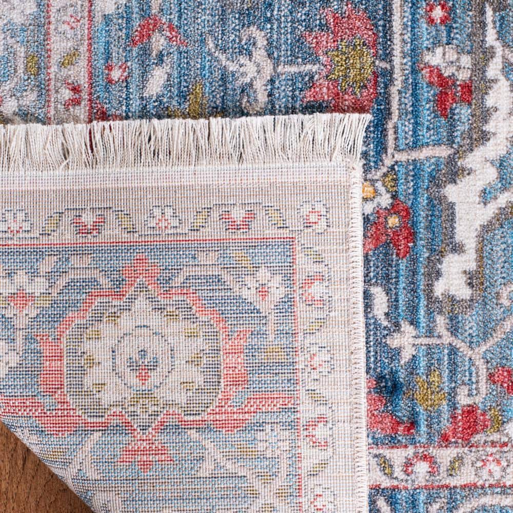 Blue and Ivory Synthetic 8' x 10' Rectangular Area Rug