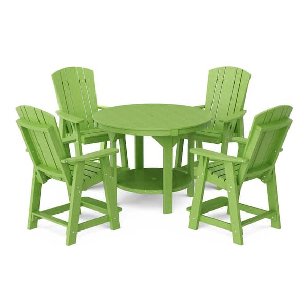 Wildridge Heritage 5-Piece Lime Green HDPE Plastic Outdoor Patio 48 in. Counter Set