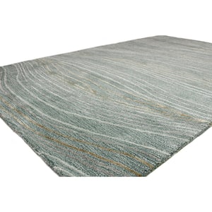 Greenwich Teal 6 ft. x 9 ft. (5'6" x 8'6") Abstract Contemporary Area Rug