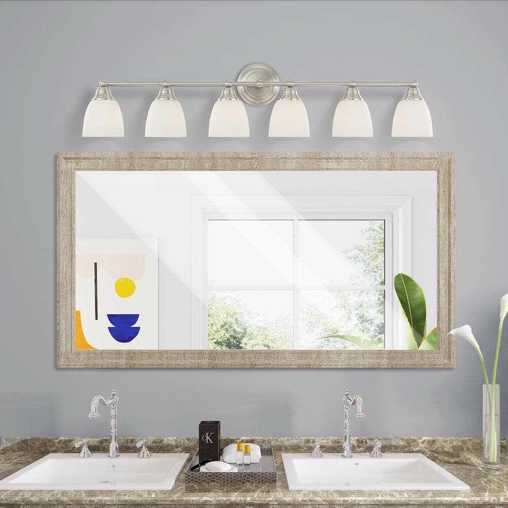 Somerville Brushed Nickel 6-Light Vanity with Satin Opal Glass