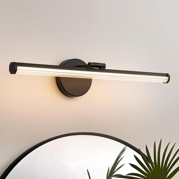 Rennnsan Ziv 1-Light 22.24 in. Matte Black Dimmable LED Bathroom Vanity Light, Available as Mural Light and Wall Sconce
