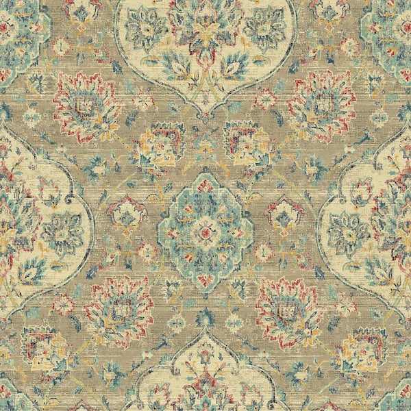 Caspian Taupe Floral Vinyl Peel and Stick Wallpaper Roll ( Covers 30.75 sq. ft. )