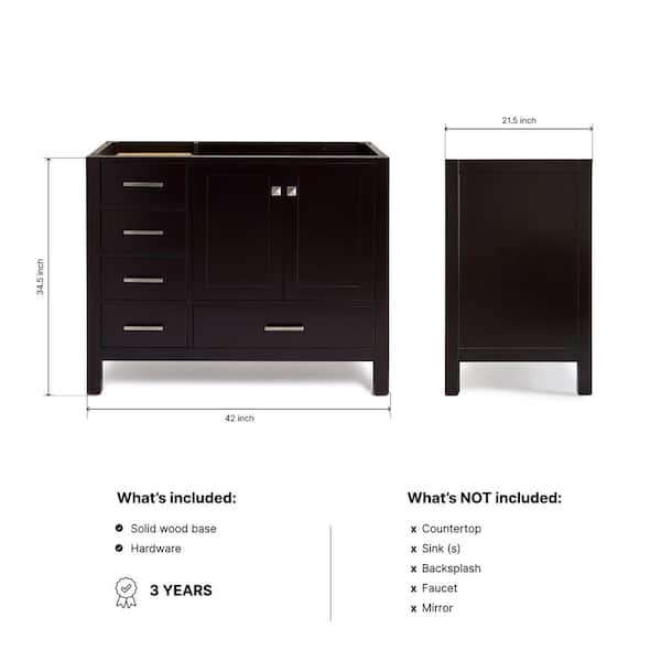 Cambridge 42 in. W x 21.5 in. D x 34.5 in. H Freestanding Bath Vanity Cabinet Only in Espresso