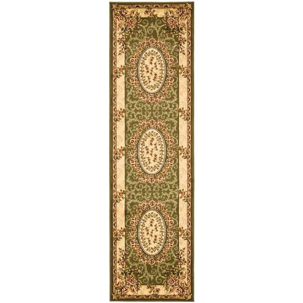 SAFAVIEH Lyndhurst Sage/Ivory 2 ft. x 14 ft. Floral Medallion Border Runner Rug