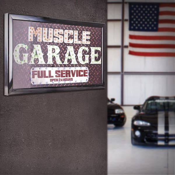Crystal Art Gallery Muscle Garage Full Service Open 24 Hours LED Signs