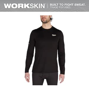 Men's Large Black Workskin Thermal Underwear Crew Neck Base Layer